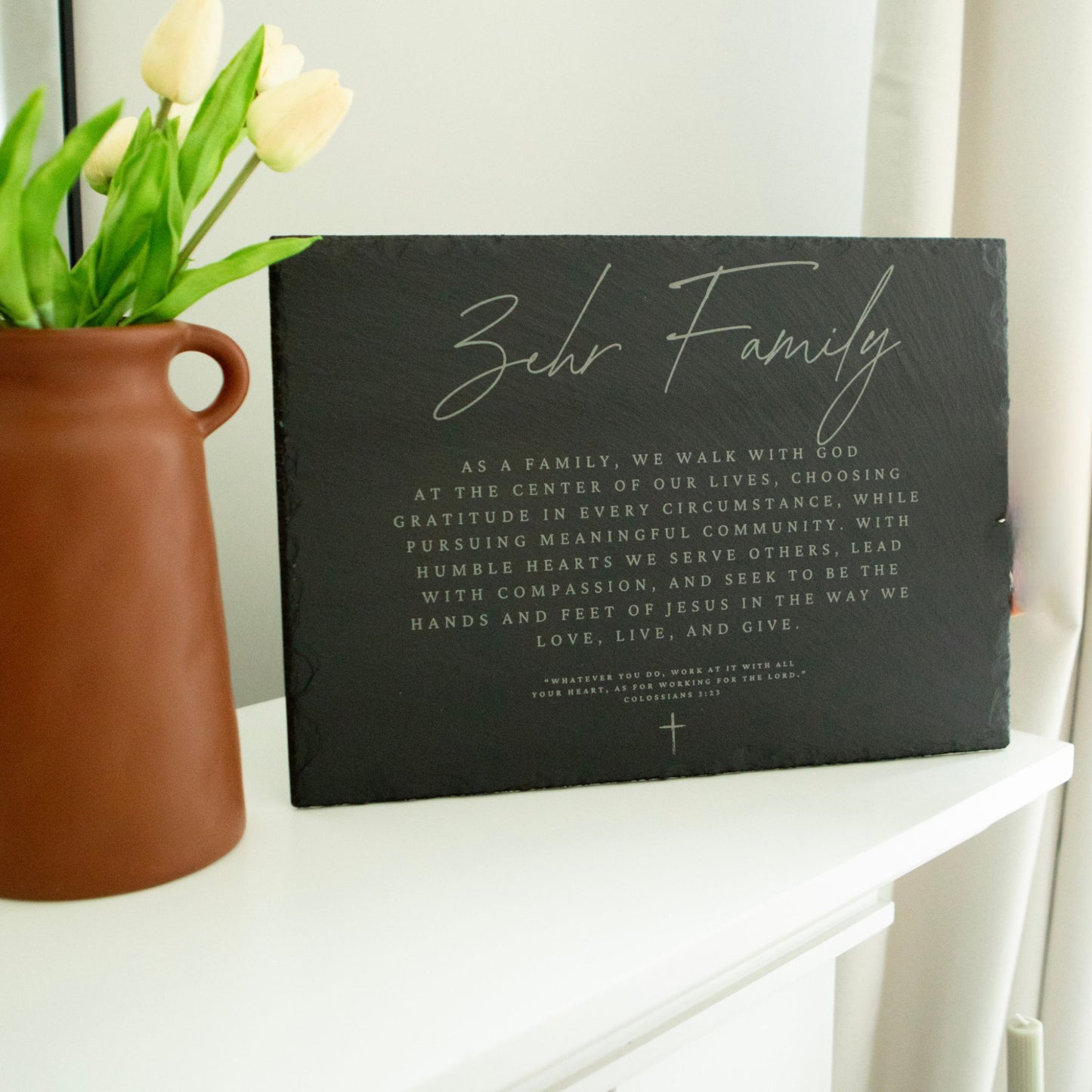 The Cornerstone - Custom Family Mission Statement Slate Plaque
