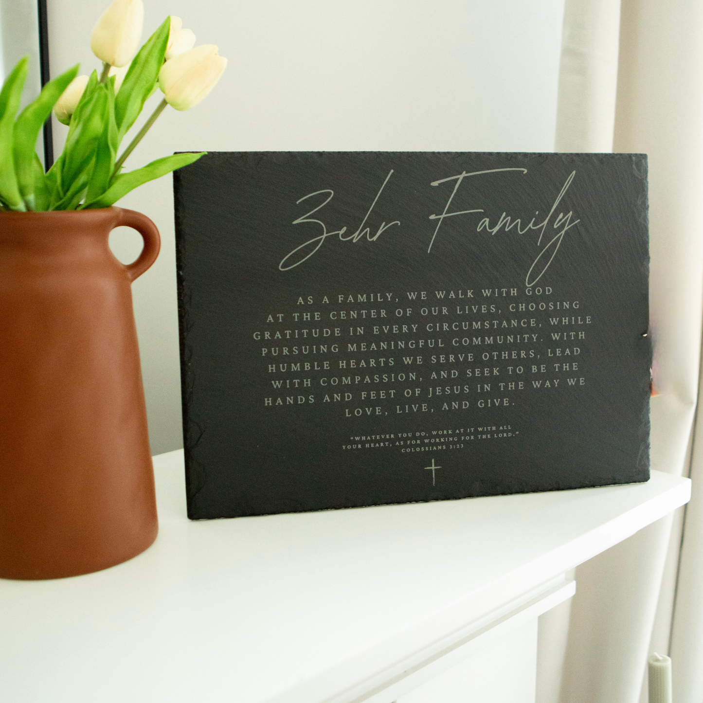 The Cornerstone - Custom Family Mission Statement Slate Plaque