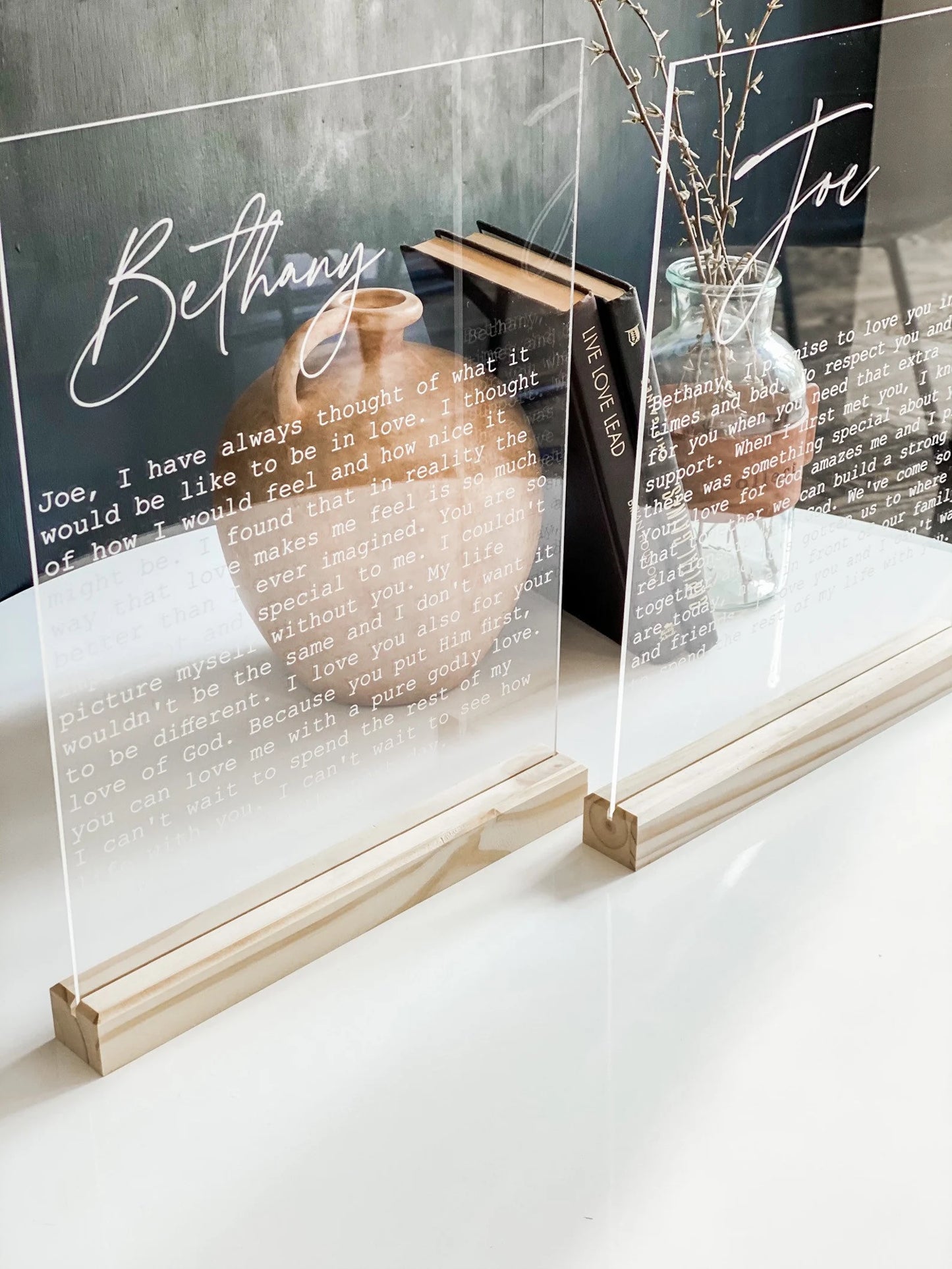 Custom Engraved Wedding Vows on Acrylic. Personalized Vow Keepsake