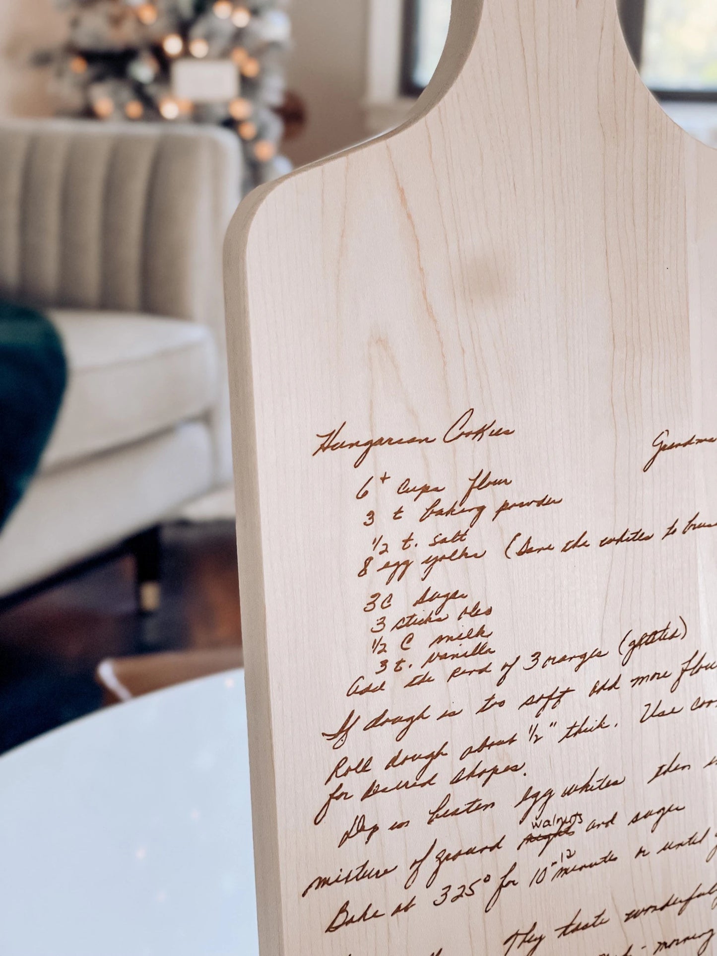 Your Handwritten Recipe Engraved On Cutting Board.